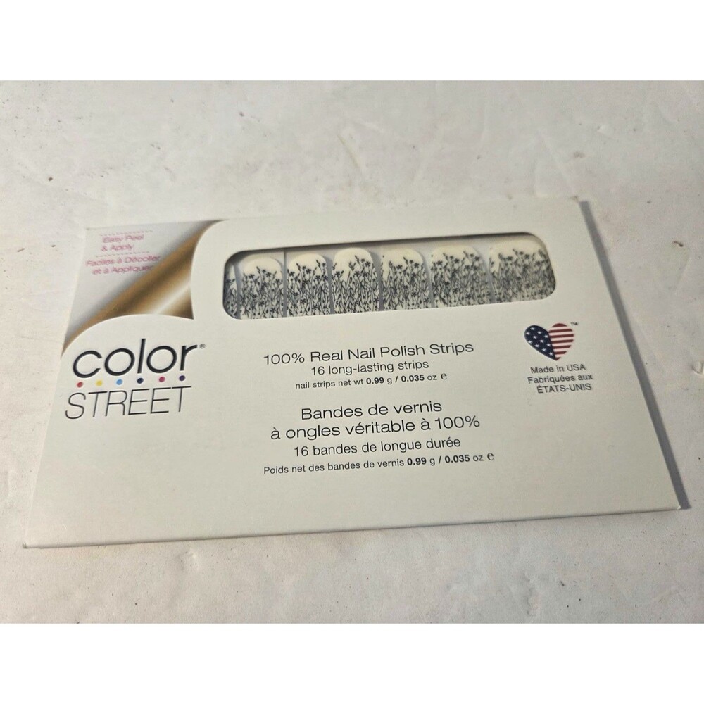 Color Street Grow On You White/Black Gloss Nail Polish Strips FDL078 0.035oz